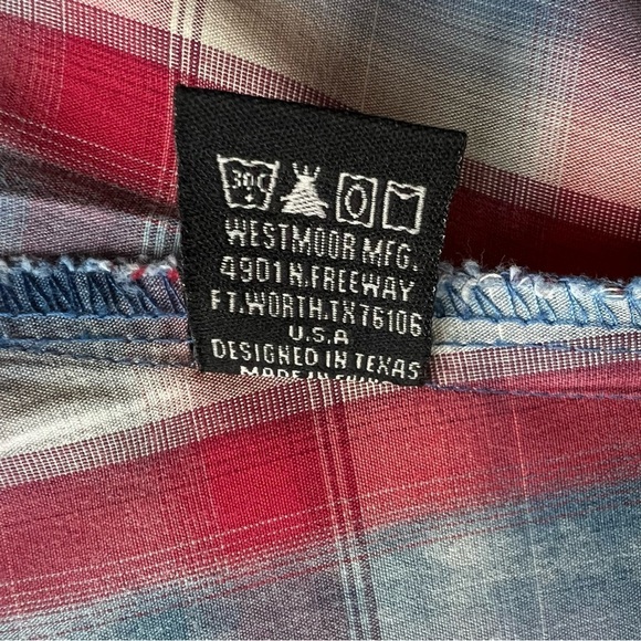 Rock & Roll Cowgirl Western Size S Blue And Red Plaid Pearlized Snap Buttons - Picture 9 of 11